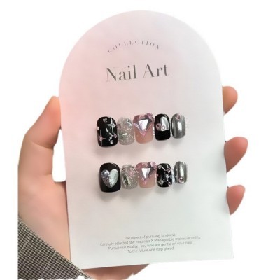 英文穿戴甲卡纸定制展示卡片盒子包装美甲訂製订制带粘胶条logo定图5