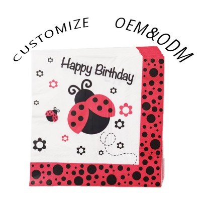 安友昆虫主题儿童生日派对瓢虫印花食品级餐巾纸一次性原生木浆纸图4