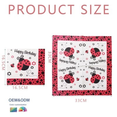 安友昆虫主题儿童生日派对瓢虫印花食品级餐巾纸一次性原生木浆纸图3