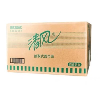 清风抽纸2层200抽 软抽原木浆纸巾BR38AC1 3包/提 16提/箱图3