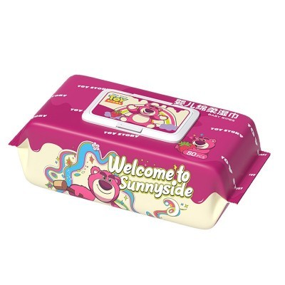 湿巾草莓熊婴儿专用手口湿纸巾清洁80抽大包湿巾纸加厚儿童大人用图2