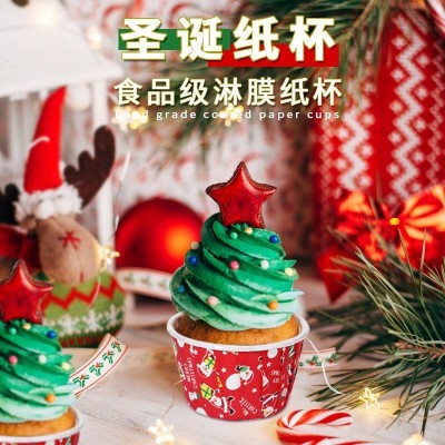 圣诞节纸杯蛋糕底托耐高温cupcake圣诞老人雪媚娘杯烘焙蛋糕纸托图5