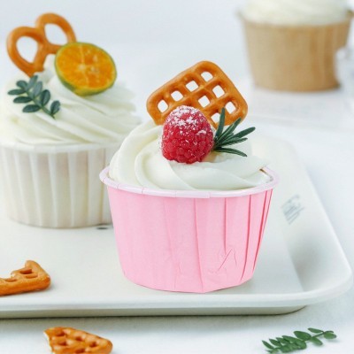 粉色喜庆纸杯蛋糕纸杯马芬杯卷口杯耐高温烘焙模具马芬杯50只图4