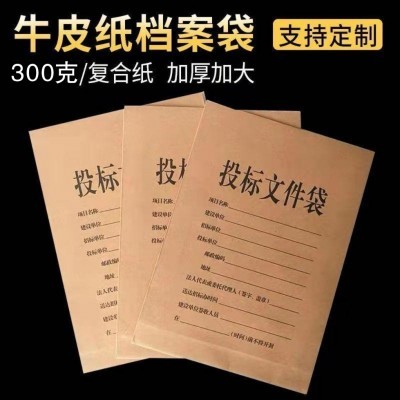 厂家批发加厚牛皮纸投标文件袋标书文件袋现货批发档案袋信封