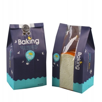 现货可替代PLA纸袋淋膜外卖打包袋开窗尖底面包袋防油牛皮吐司袋图2