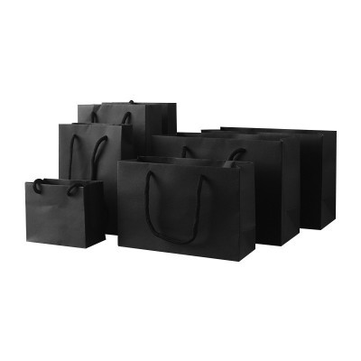 现货批发黑色礼品袋服装店手提袋黑卡纸袋定 做印LOGO 手提袋厂家图5