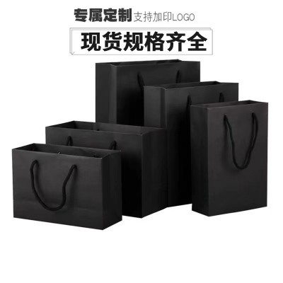 现货批发黑色礼品袋服装店手提袋黑卡纸袋定 做印LOGO 手提袋厂家图2