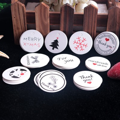 白色圆形花边吊牌包装标签吊牌展示卡圣诞礼品包装挂卡价签指示卡图2