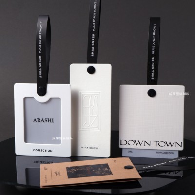 各材质防拆吊牌标签定制特种纸棉卡纸铜板纸烫金凹压击凸网红粉色图2