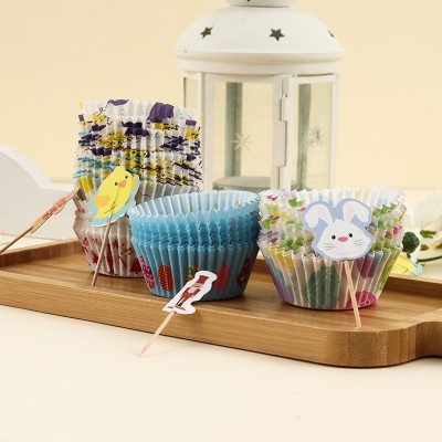 跨境蛋糕纸杯彩色印花机制杯一次性防油蛋糕杯甜品蛋糕纸托
