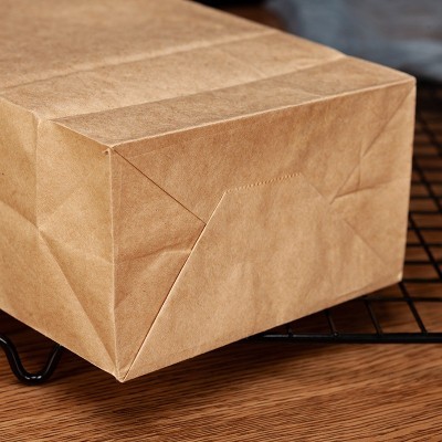 方底牛皮纸袋防油食品包装袋蛋糕牛皮纸淋膜袋吐司面包外 卖打包袋