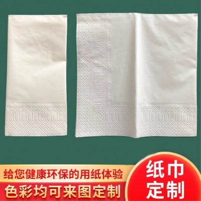 餐巾纸批发印刷logo330加厚三层1/8折叠西餐厅用长方形餐纸巾出口图3