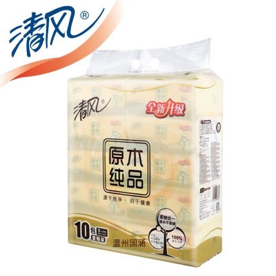 清风抽纸1提10包原木纯品纸巾三层120抽纸面巾商务用纸家用包邮图2