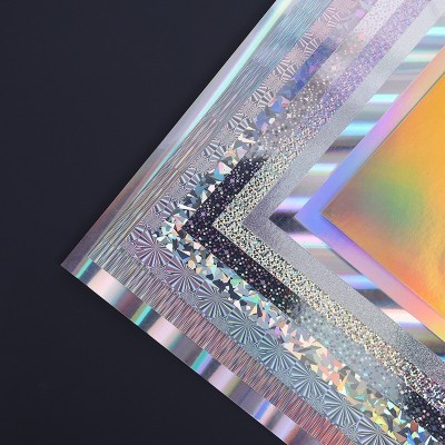 特种纸现货128G250G镭射金银卡花纹纸玻璃碎小圆点拉丝光柱米点图3