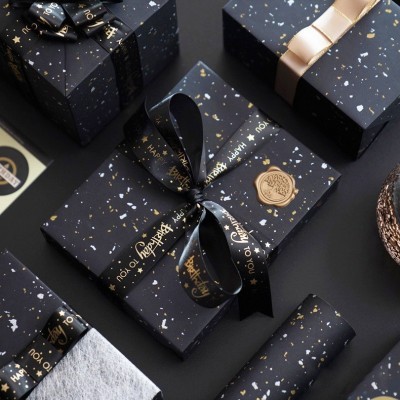 120g现货珠光纸生日圣诞现货特种纸礼品包装纸繁星礼盒沙金 礼物包图5