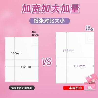 抽纸 大小卷纸 擦手纸湿巾 多种规格可选 380张/包 细腻亲肤图4