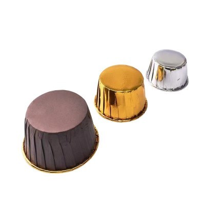 现货金银蛋糕纸杯双面网格铝箔卷边纸杯烘焙马芬纸托卷口杯一次性图5