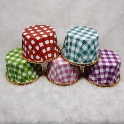 现货金银蛋糕纸杯双面网格铝箔卷边纸杯烘焙马芬纸托卷口杯一次性图3