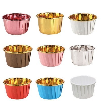 现货金银蛋糕纸杯双面网格铝箔卷边纸杯烘焙马芬纸托卷口杯一次性图4
