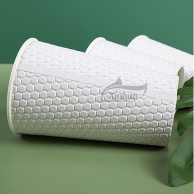 定制压纹纸杯 玉米颗粒一次性纸杯 带盖创意超厚隔热防烫双层咖啡图4