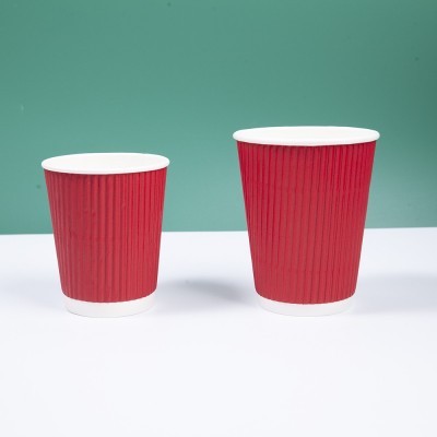 定制一次性纸杯 新款加厚瓦楞纸隔热带盖 商务咖啡奶茶热饮纸杯图5