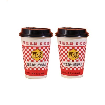 豆浆杯子一次性商用批发家用一次性早餐专用豆浆纸杯打包杯外带盖图4