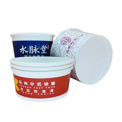 现货一次性纸碗制定小吃臭豆腐酸辣粉汤碗圆打包外卖烤冷面纸碗盖图4