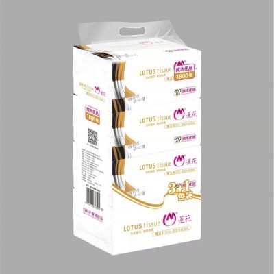 莲花木浆450张大容量纸抽8包装抽纸柔软餐巾纸家用纸巾批发