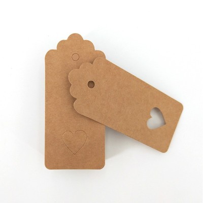 花头镂空心形牛皮纸复古吊牌吊牌10*5cm 空白卡片书标签DIY留言牌图3