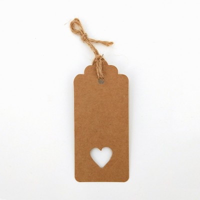 花头镂空心形牛皮纸复古吊牌吊牌10*5cm 空白卡片书标签DIY留言牌图2