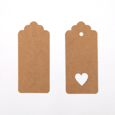 花头镂空心形牛皮纸复古吊牌吊牌10*5cm 空白卡片书标签DIY留言牌图4