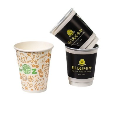 一次性中空纸杯加印logo奶茶定制广告杯加厚喝水双层纸 杯批发图5