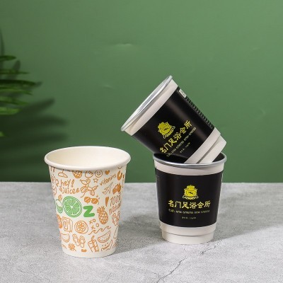 一次性中空纸杯加印logo奶茶定制广告杯加厚喝水双层纸 杯批发图3
