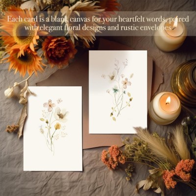 跨境爆款空白卡片彩色优雅花卉设计可书写空白贺卡便条卡厂家直销图2