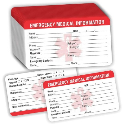 厂家直销红色医疗信息证件卡紧急医疗联系人详细信息证件卡片批发图3