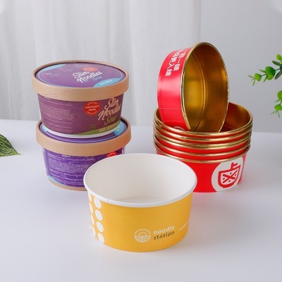 中空隔热纸碗轻食纸碗沙拉碗加厚一次性碗圆形带盖快餐外卖打包盒图4