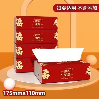 婚庆婚宴餐巾纸婚礼结婚卫生纸红色家用纸巾抽纸整箱大量批纸抽图2