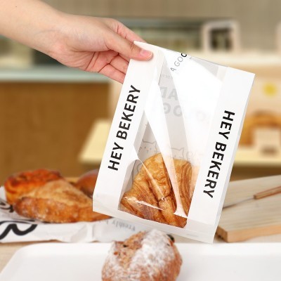 网红烘焙碱水面包袋平口开窗袋子贝果吐司包装袋淋膜防油防潮图3
