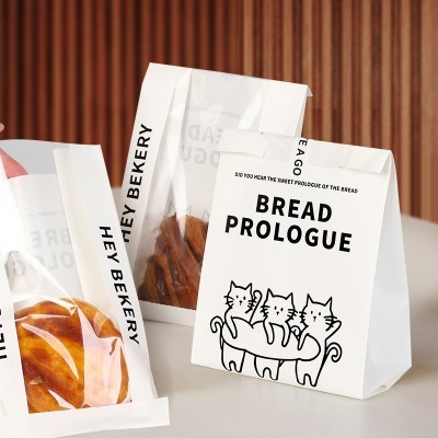 网红烘焙碱水面包袋平口开窗袋子贝果吐司包装袋淋膜防油防潮图2