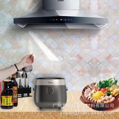 透明厨房防油贴防水瓷砖透明静电贴纸灶台自粘防油烟机翻新墙壁纸图3