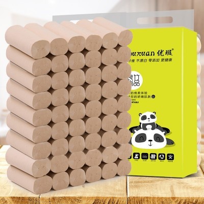 优璇天然竹浆卫生纸批发原浆本色卷纸家用厕纸手纸不漂白健康纸巾图2