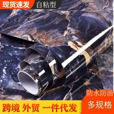 跨境 外贸自粘仿大理石纹翻新贴纸防水防油背景墙壁纸厨房pvc墙纸图3