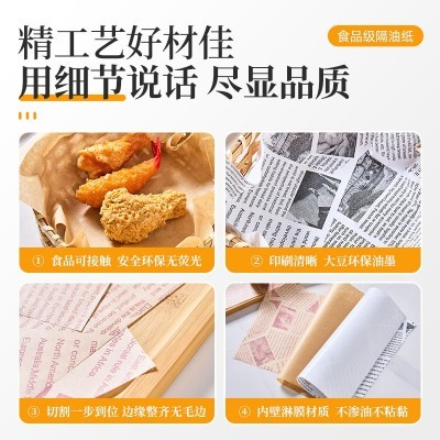 现货批发餐盘隔油纸汉堡炸鸡三明治包装纸吸油美式报纸防油吸油纸图5