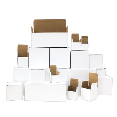 白盒现货批发翻盖纸盒白色打包小纸箱特硬瓦楞包装盒正方形扣底盒图5