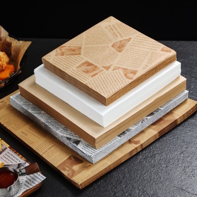 三明治包装纸炸鸡薯条防油纸熟食吸油隔油白色英文报防油垫纸