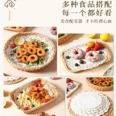 餐饮酒店硅油烘焙蛋糕点心油炸烧烤防油加厚花边垫盘吸油花底纸图5