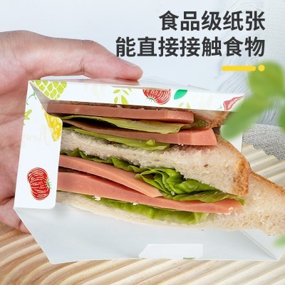 三明治包装盒子三文治纸盒三角形袋透明开窗便当烘焙蛋糕图2