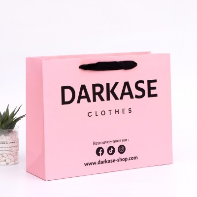 白卡纸礼品袋加厚女装服装手提纸袋包装袋制作白卡覆膜方底购物袋图3