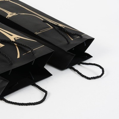 现货黑卡高端红酒纸袋单双只葡萄酒包装袋子加厚红酒袋厂家批发图3