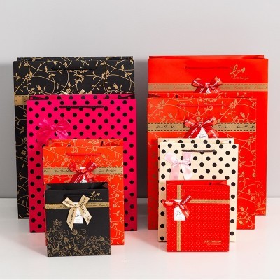 现货蝴蝶结纸袋批发节日礼品袋加厚服装首饰包装袋手提袋定制logo图5